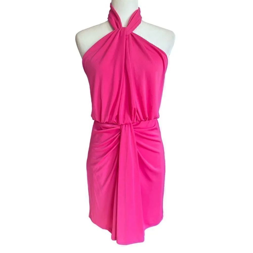 NWTs Cinq A Sept | Pink Kaily Draped Halter Dress Size 8